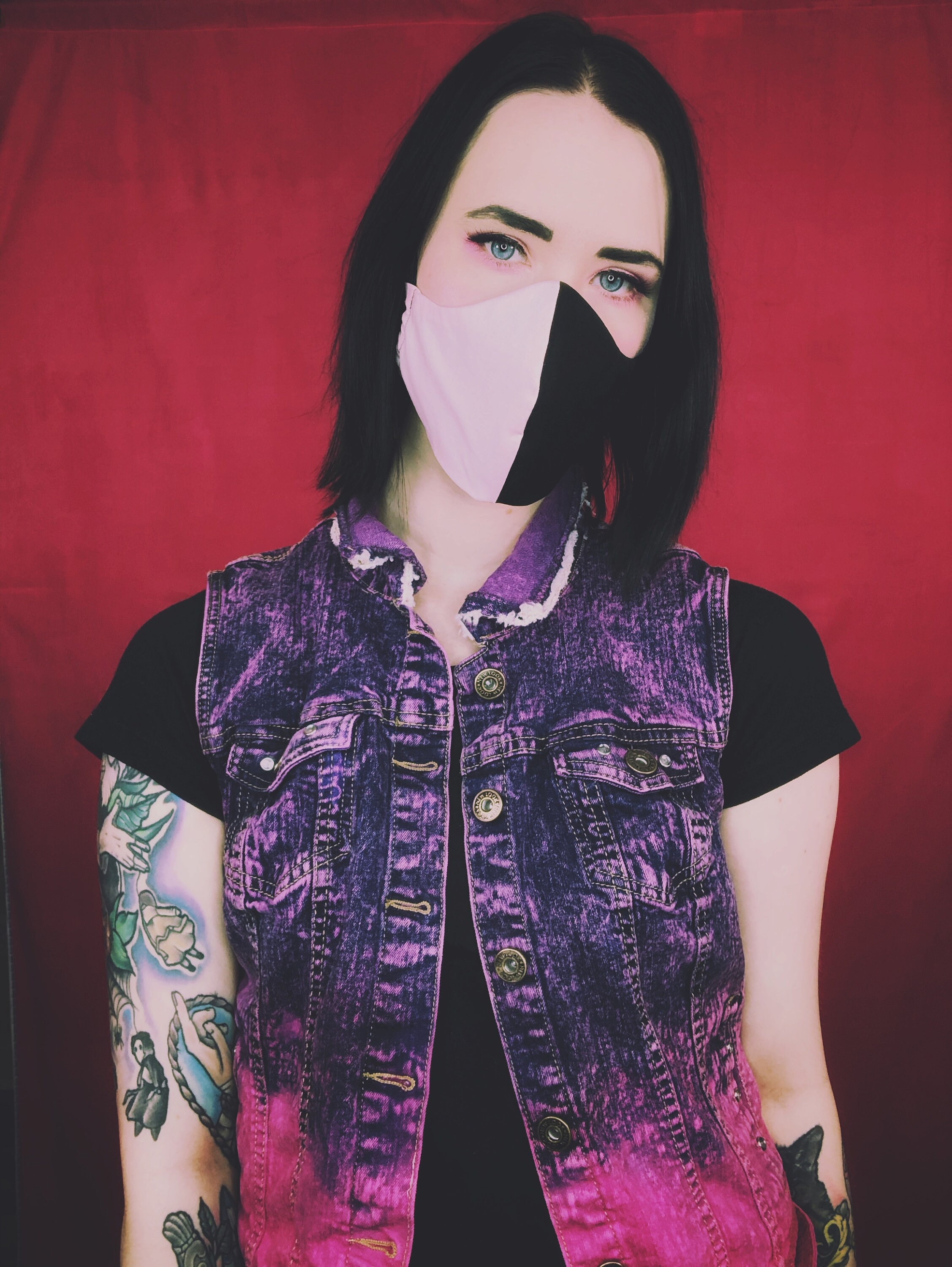 Pink and black split pastel goth cloth face mask with filter Etsy