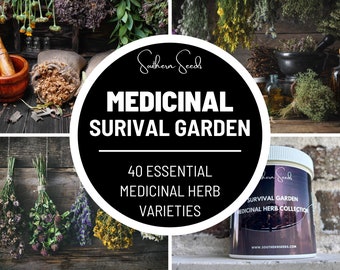 Survival Garden, Medicinal Herb Collection - 40 Seed Varieties - Heirloom, Non-GMO, Garden Gift, Emergency Garden, Free Shipping