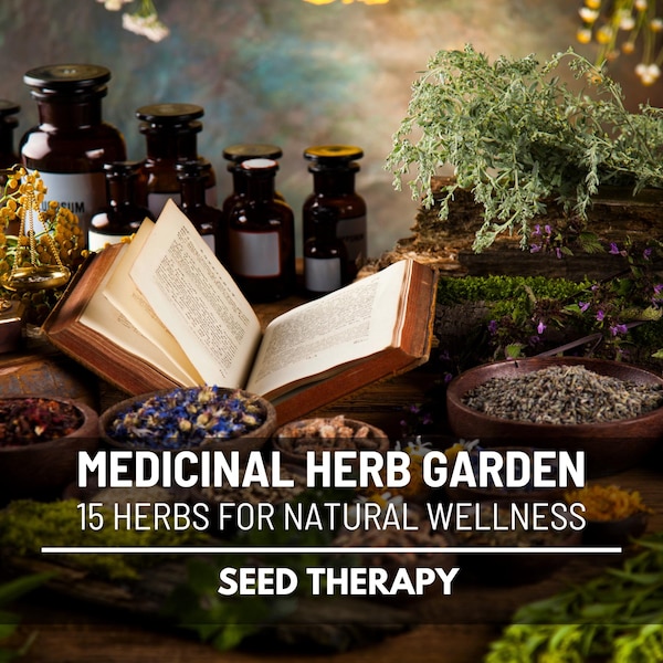 Medicinal Herb Seed Collection – 15 Essential Heirloom Herbs, Healing Garden Kit for Wellness and Natural Remedies, Non-GMO