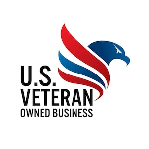 May include: A red, white, and blue eagle logo with the text "U.S. VETERAN OWNED BUSINESS".