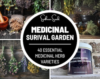 Survival Garden, Medicinal Herb Collection - 40 Seed Varieties - Heirloom, Non-GMO, Garden Gift, Emergency Garden, Free Shipping