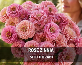 Rose Zinnia Seeds – Heirloom, Large Double Bloom (100 Seeds)