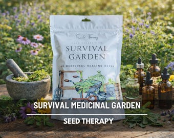 Survival Seed Garden, Medicinal Herb Collection - 40 Seed Varieties, Over 3600 Seeds, Heirloom, Long Shelf Life, Non-GMO, Emergency Go Bag