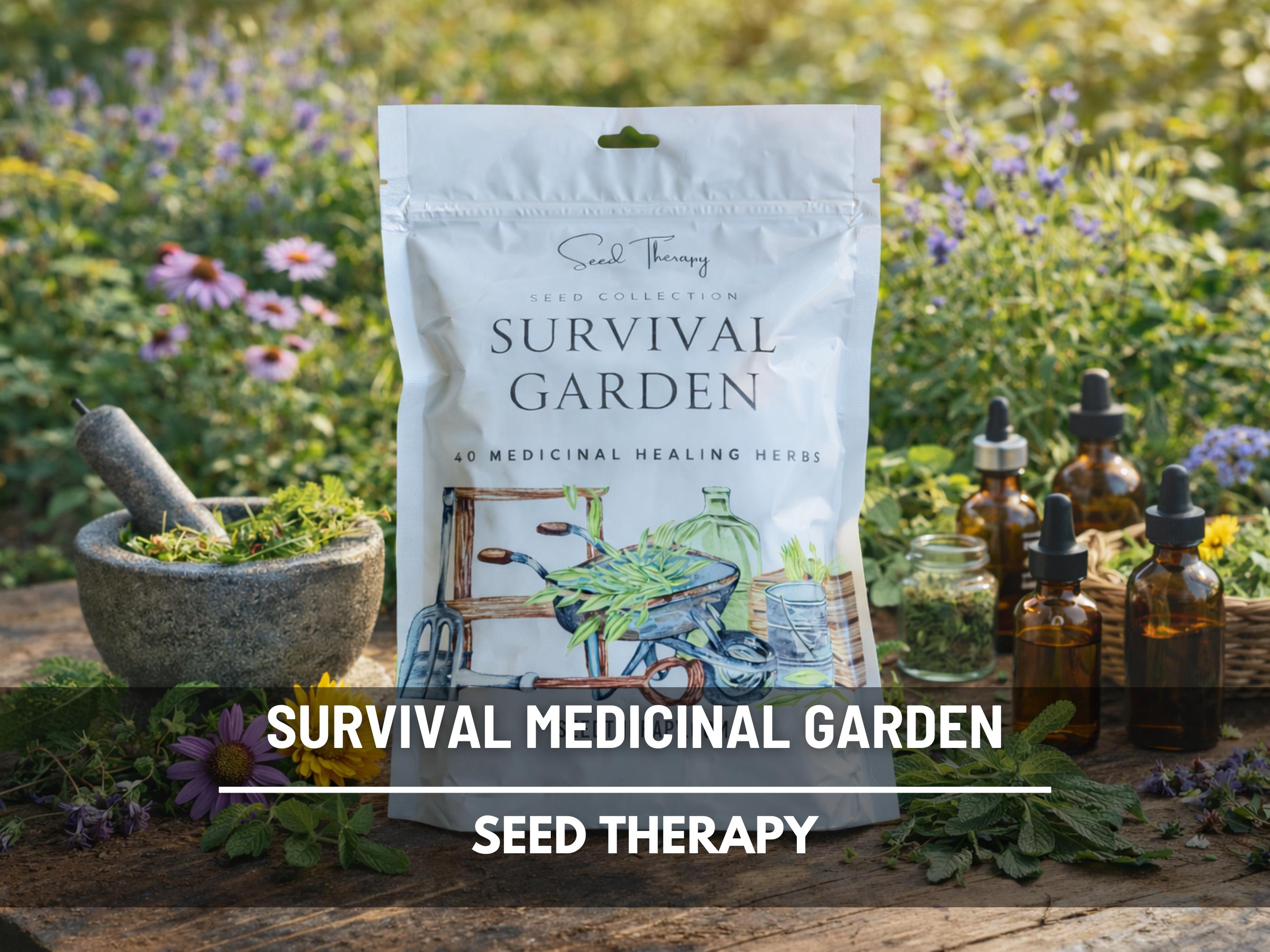 Survival Seed Garden, Medicinal Herb Collection - 40 Seed Varieties, Over 3600 Seeds, Heirloom, Long Shelf Life, Non-GMO, Emergency Go Bag