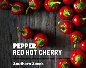 Pepper, Red Hot Cherry - 25 Seeds - Heirloom Vegetable - Small Fiery Pepper - Open Pollinated - Non-GMO (Capsicum annuum)