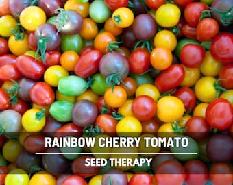 Semillas de tomate cherry arcoíris: hortaliza tradicional, planta indeterminada, colores variados, ideal para macetas, fácil de cultivar / 50 semillas