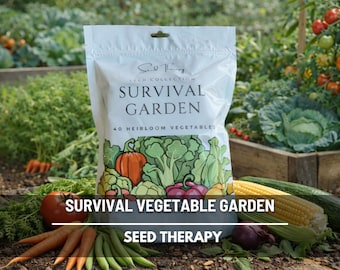 Survival Seed Garden, Vegetable Collection - 40 Seed Varieties - Over 5500 Seeds, Heirloom, 5 Year Shelf Life, Garden Gift, Emergency Go Bag