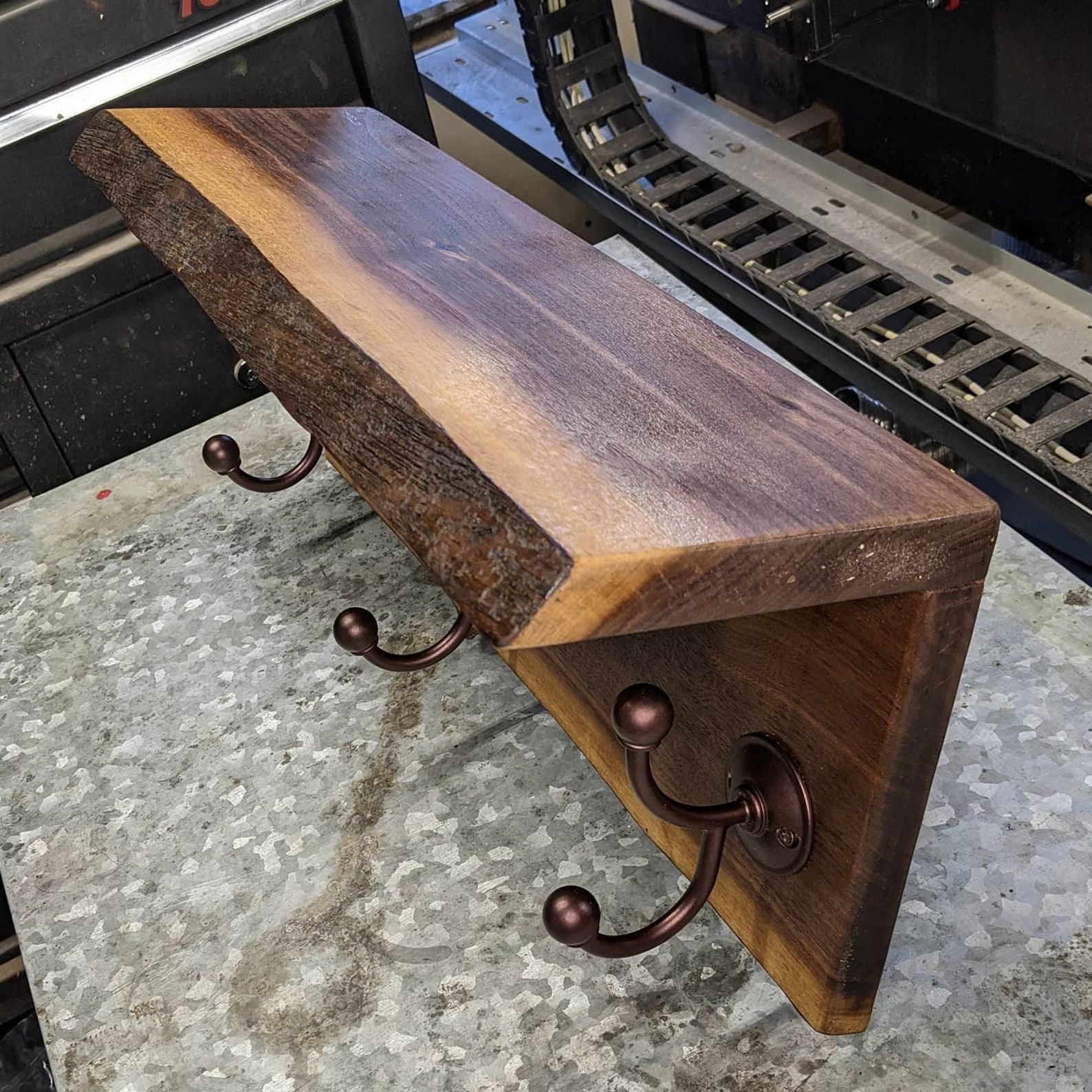 Black Walnut Live Edge Coat Rack With Shelf Etsy