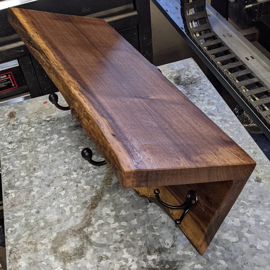 Black Walnut Live Edge Coat Rack With Shelf Etsy