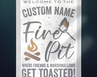 Custom Fire Pit Sign: Personalized Camping Decor, Aluminum Campfire Flag