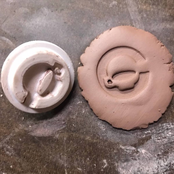 3D Printed Personalized Custom Maker's Mark Logo | Clay | Ceramics | Pottery | Soap Stamp w/ Built-In Handle