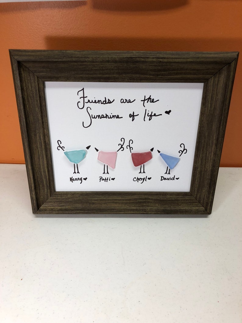 Friends Are the Sunshine of Life Birds Sea Glass Piece