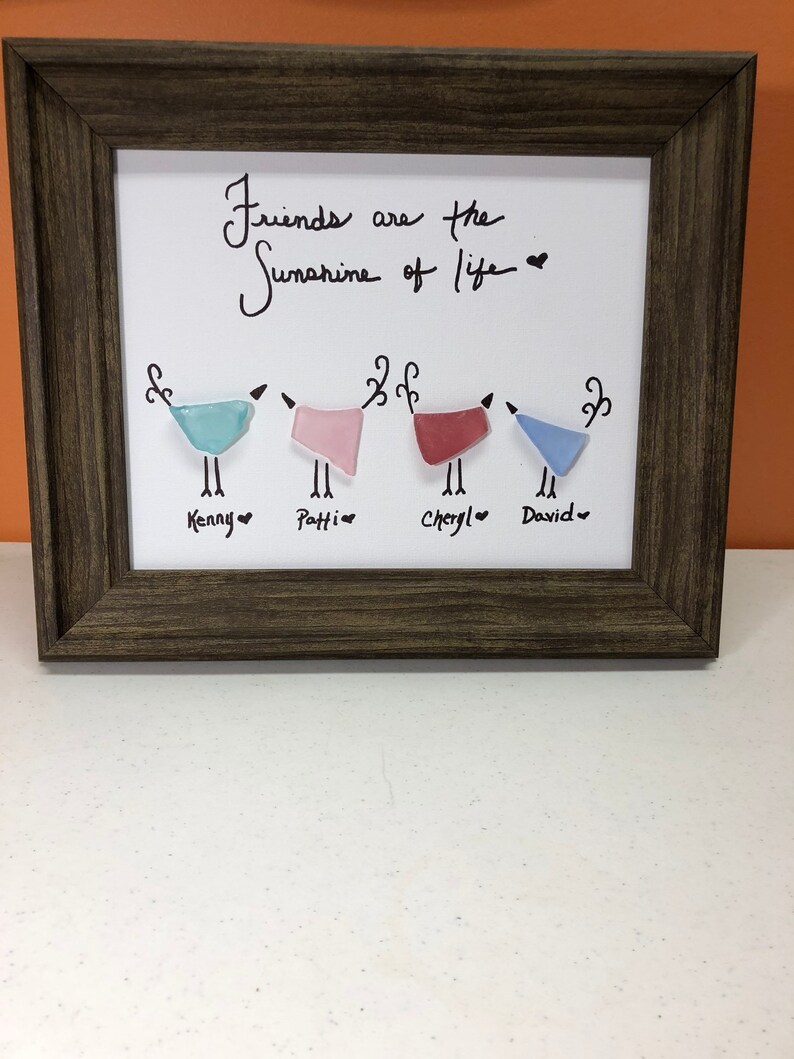 Friends Are the Sunshine of Life Birds Sea Glass Piece