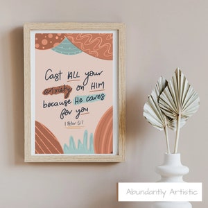 1 Peter 5:7 Bible Verse Digital Download