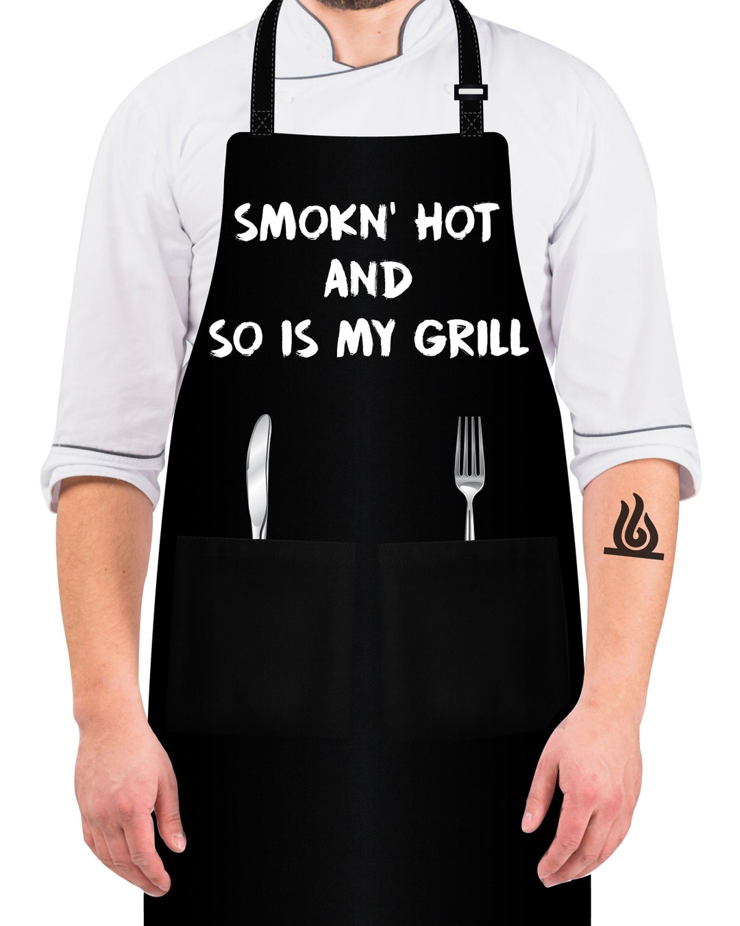 BBQ Funny Grilling Aprons Kitchen Apron Smoking Hot and so is My Grill