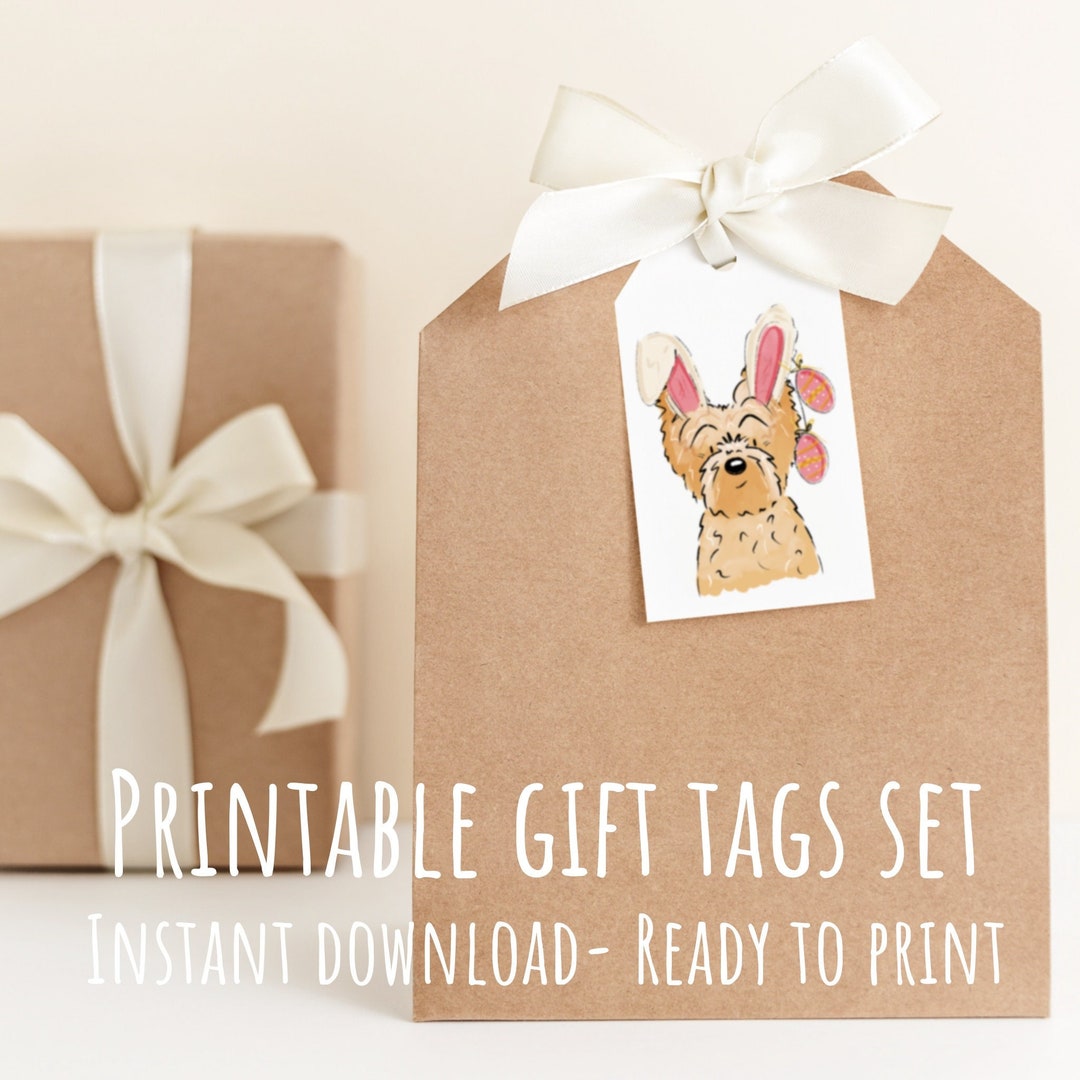 Happy Easter Printable Gift Tags Yorkie Dog | Ready to Print Labels ...