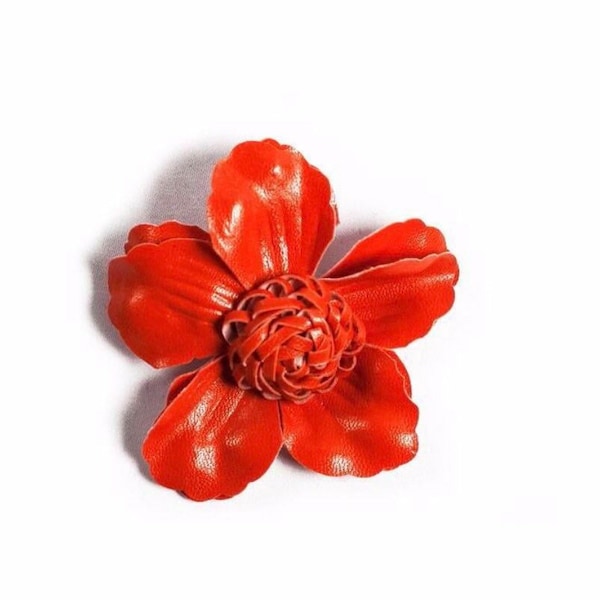 Faux leather flower pins in various colors