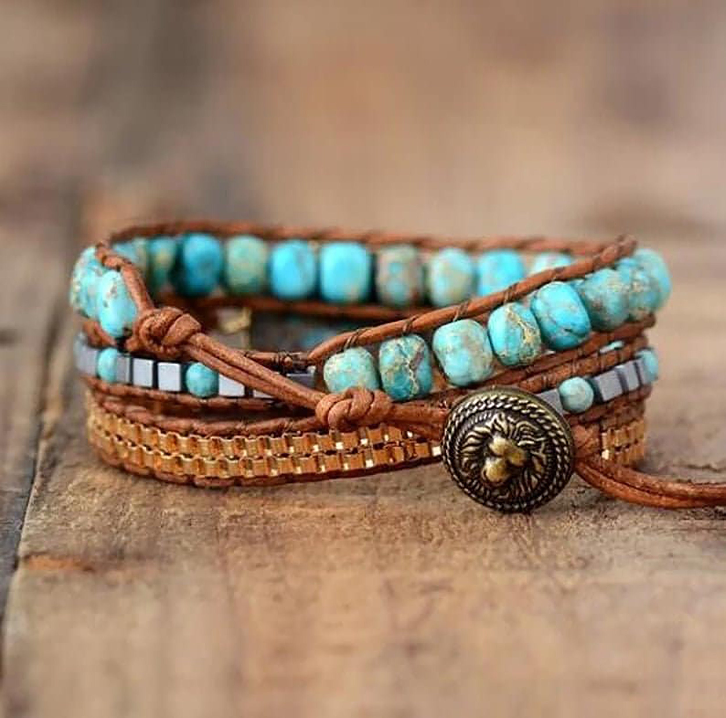 Turquoise Stone Healing Bracelet-calming Natural Gemstone Bracelet ...