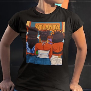 Cartoon Black Girl T-Shirt Melanin Woman Tee Shirt African American Queen Apparel Retro Brown Skin Girl Gift Atlanta Unisex T-Shirt