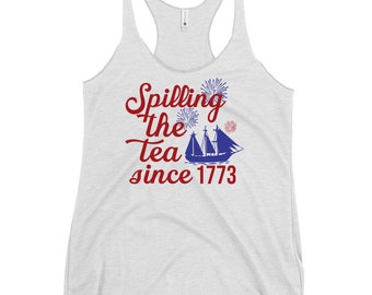 Funny Fourth of July Patriotic Women's Racerback Tank