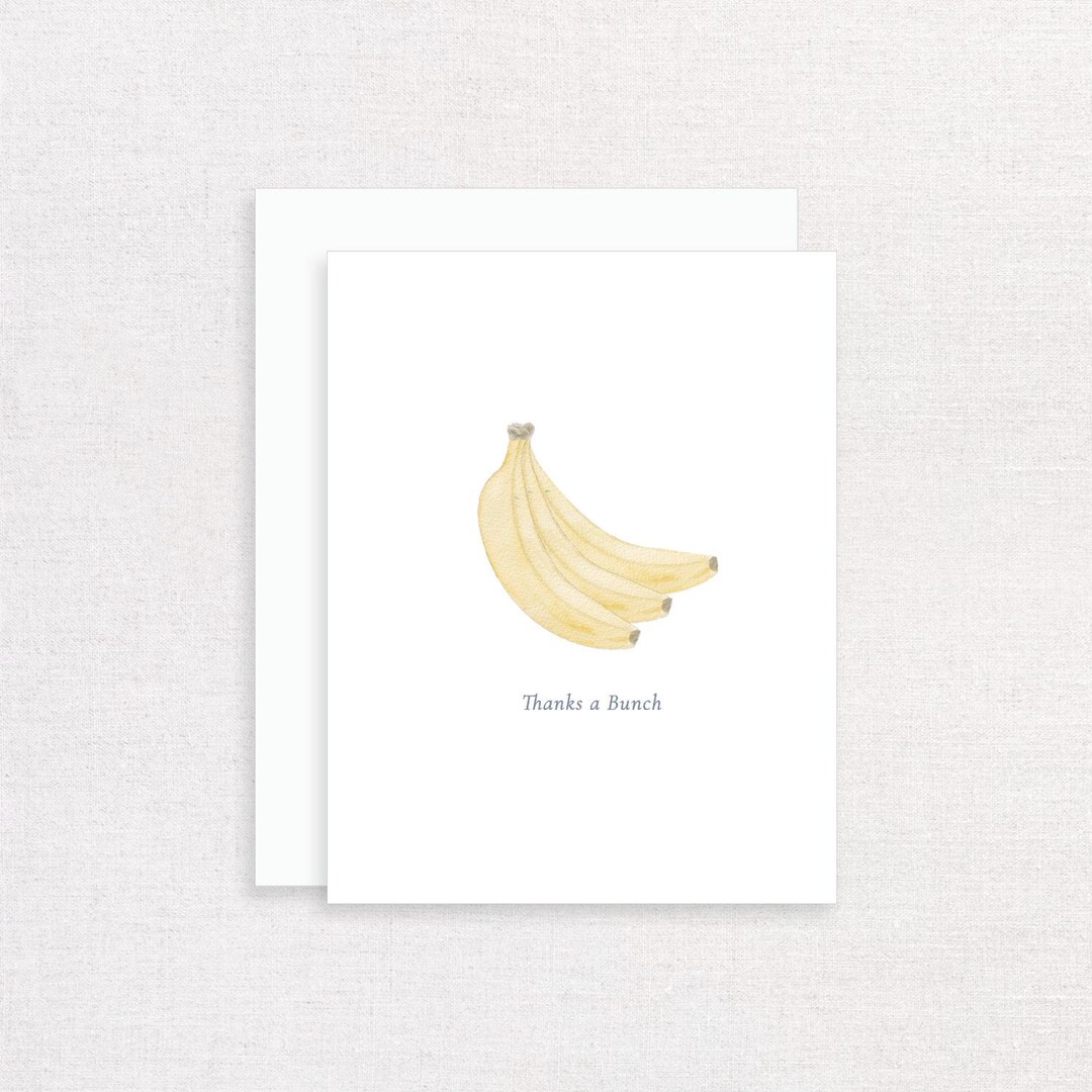 Thanks a Bunch Banana Watercolor Greeting Card - Etsy