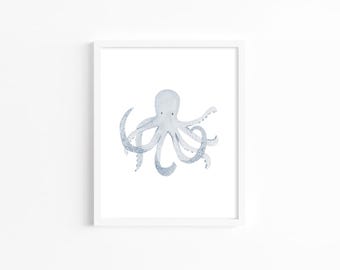 Octopus Watercolor Art Print