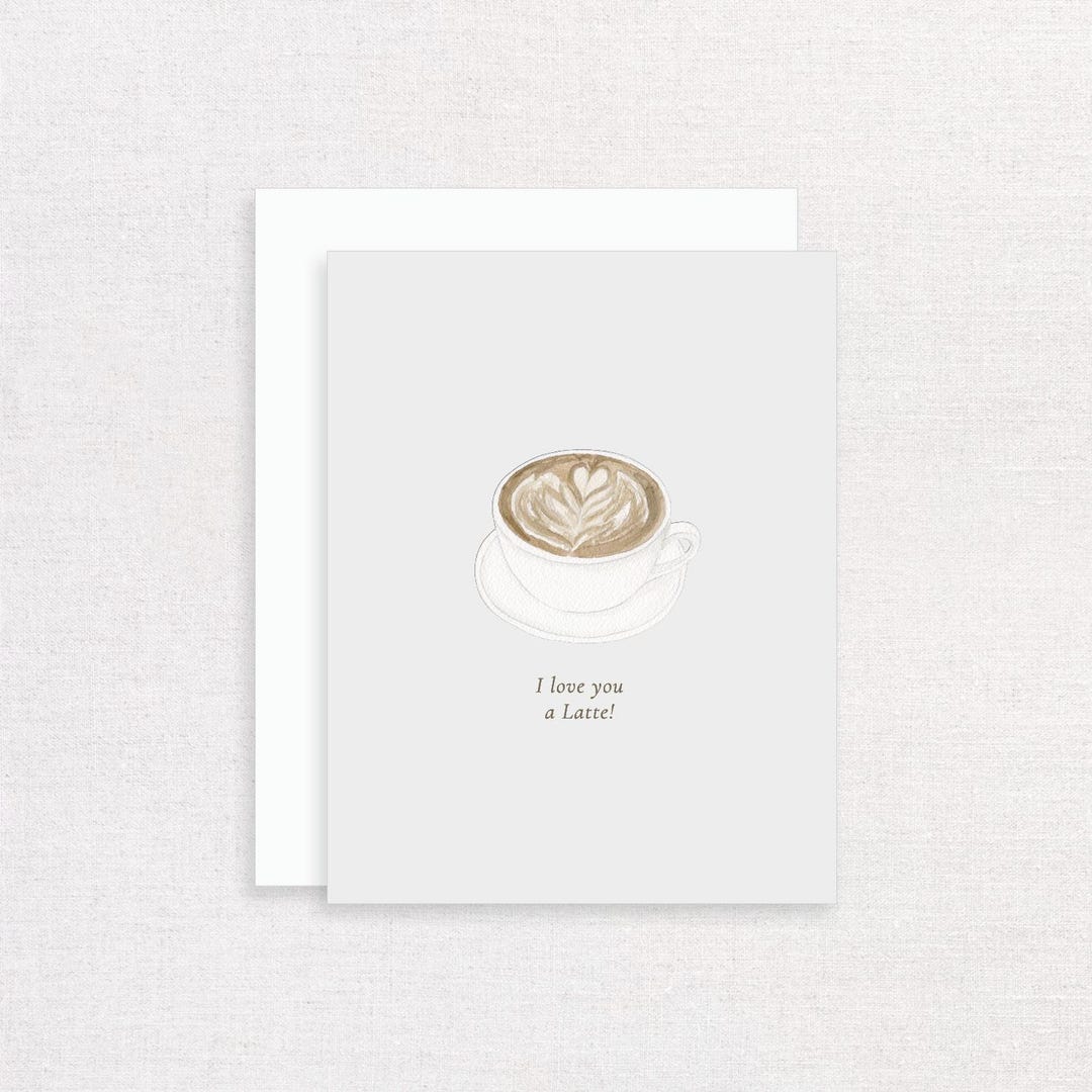 I Love You a Latte Coffee Watercolor Greeting Card - Etsy