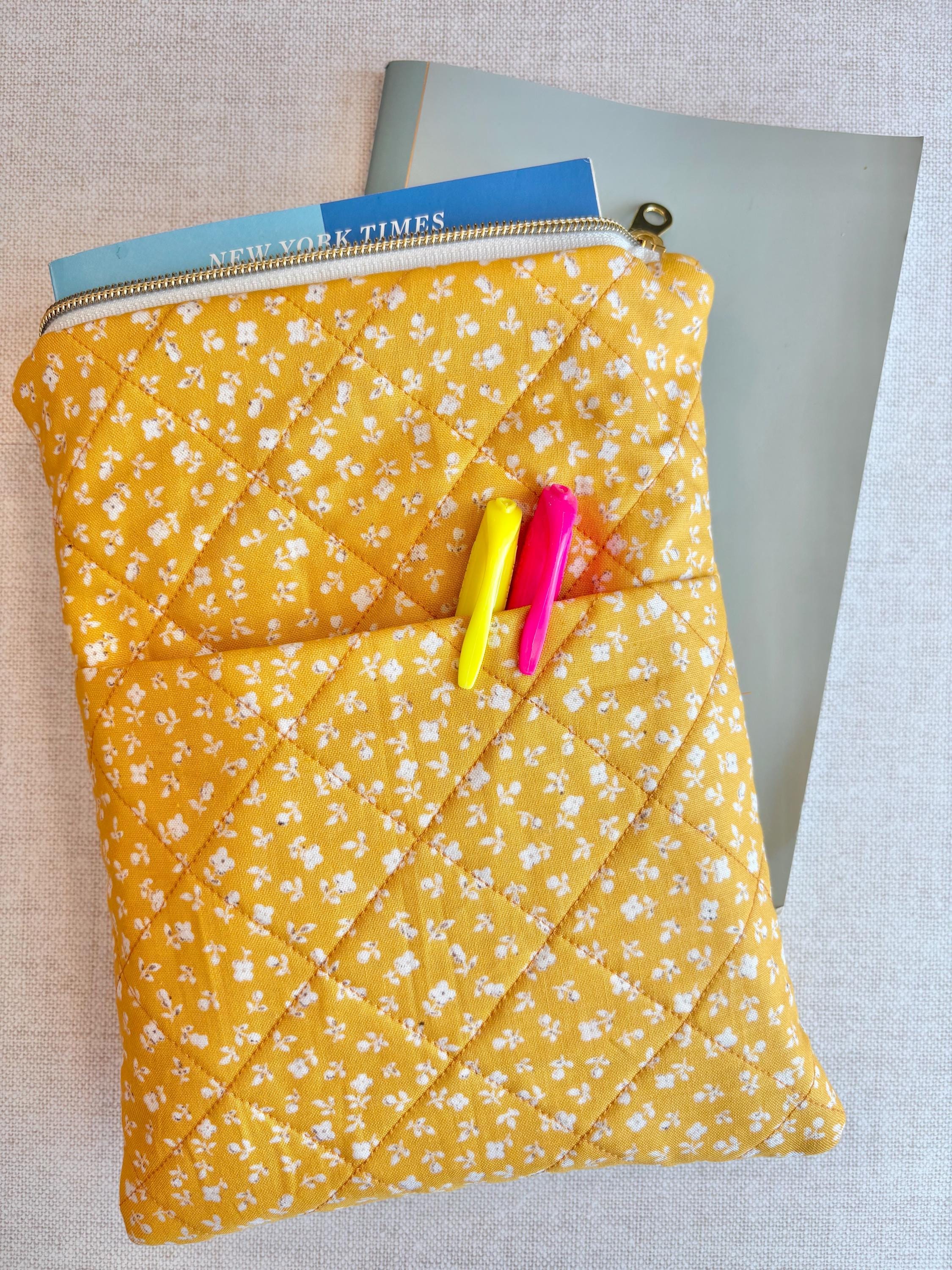 handmade-quilted-book-cover-with-zipper-fabric-book-sleeve-etsy