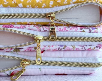 Handmade Quilted Book Cover with Zipper, Fabric Book Sleeve