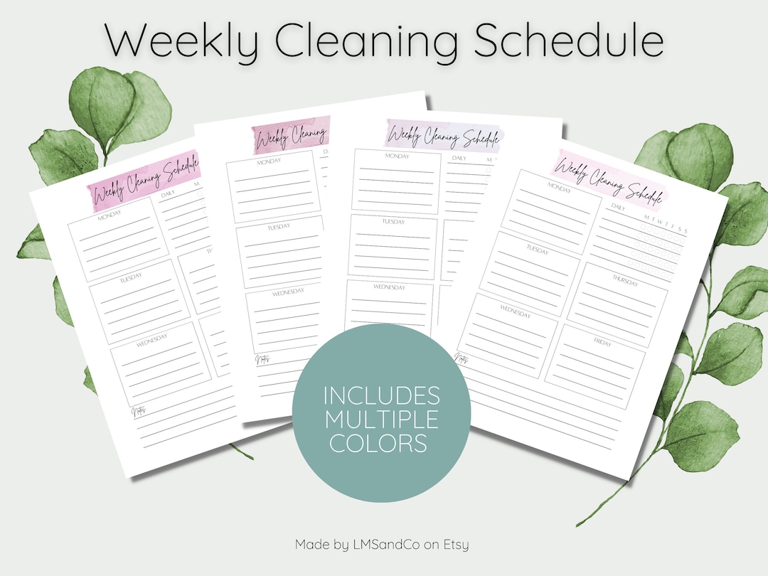 Weekly Cleaning Schedule: Minimalist Printable Planner (PDF) - Etsy