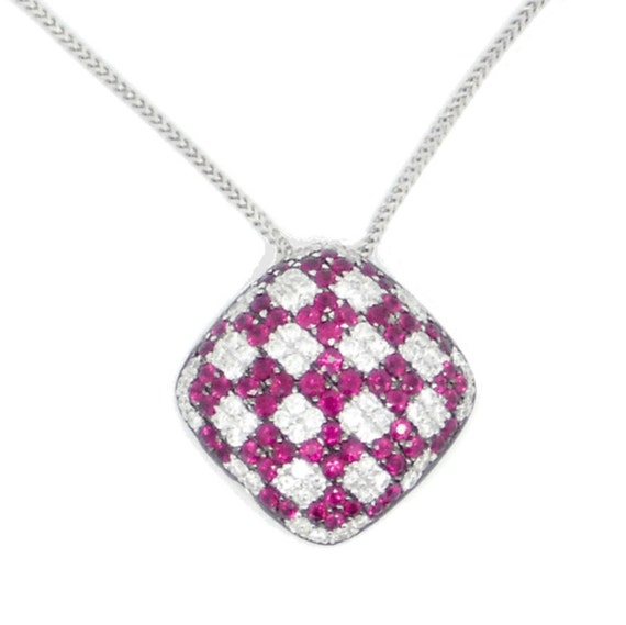 Lady's Exquisite Ruby & Diamond Pendant With Chain - image 4