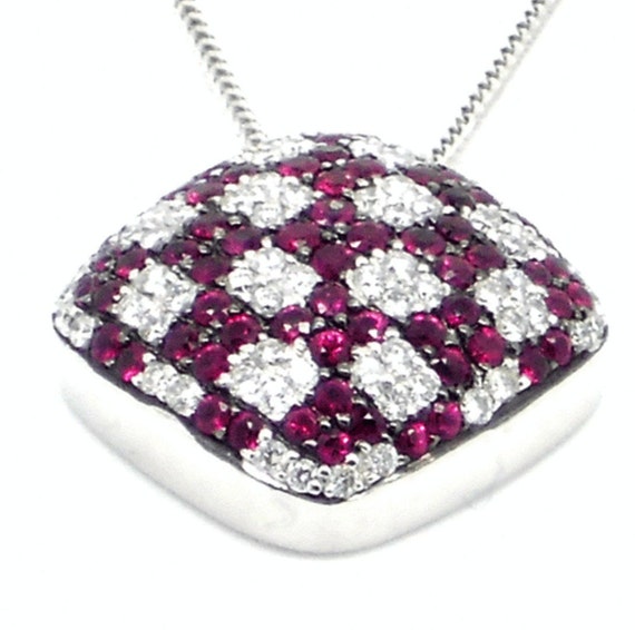 Lady's Exquisite Ruby & Diamond Pendant With Chain - image 3