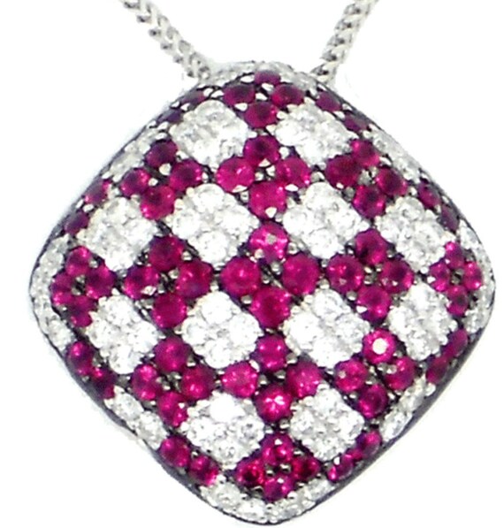 Lady's Exquisite Ruby & Diamond Pendant With Chain - image 2