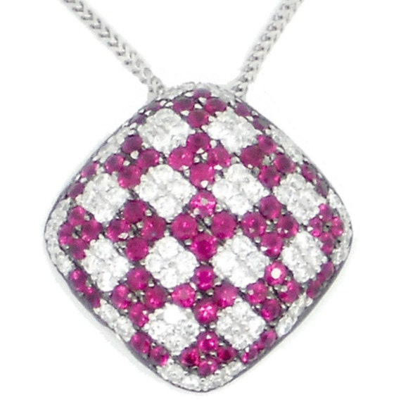 Lady's Exquisite Ruby & Diamond Pendant With Chain - image 1