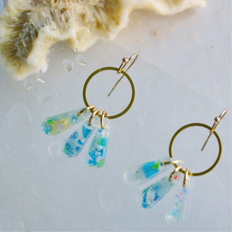 Dangle Earrings Sustainable, Hippie, Boho, teardrop, Eco Friendly, Ocean Friendly image 3