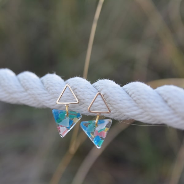 Recycled Ocean Plastic Minimalist Earrings | Repurposed | Sustainable | Waterproof | Lightweight | Microplastic | Eco friendly | Geometric