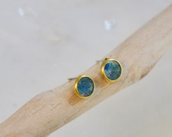 Gold Rimmed Circle Stud Earrings