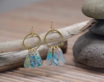 Dangle Earrings Sustainable, Hippie, Boho, teardrop, Eco Friendly, Ocean Friendly