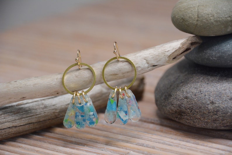 Dangle Earrings Sustainable, Hippie, Boho, teardrop, Eco Friendly, Ocean Friendly image 1