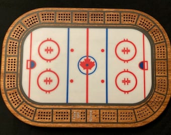 Handcrafted Canada and USA Hockey Cribbage boards - Hockey - Cribbage board - made in Canada - custom made - solid hardwood -  - resin