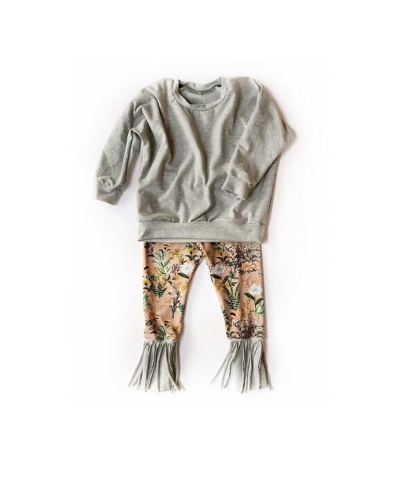 Girls Outfit Fringe Pants Hippie Kids Etsy
