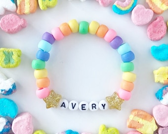 Rainbow Kid’s Personalized Bracelet | Rainbow Girls Bead Bracelet | Custom Beaded Bracelets | Saint Patricks Day | St Patricks | Wrist Candy