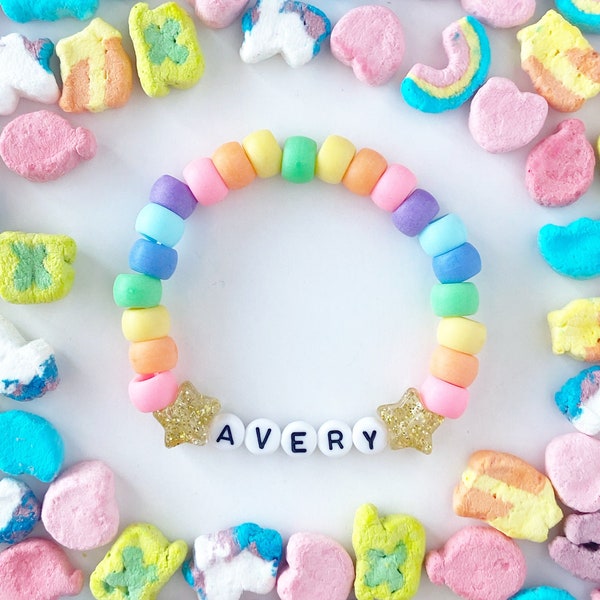 Rainbow Kid’s Personalized Bracelet | Rainbow Girls Bead Bracelet | Custom Beaded Bracelets | Saint Patricks Day | St Patricks | Wrist Candy