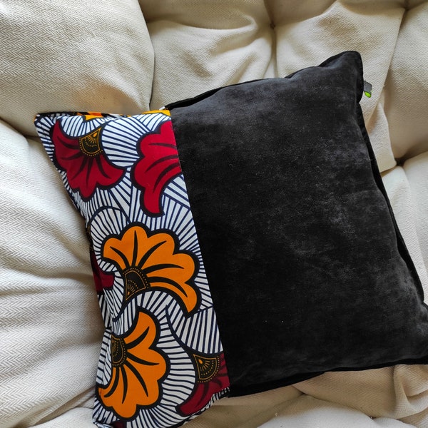 Coussin | Wax| Cushion | Pillow | Velours côtelé | Tissu africain | Décoration