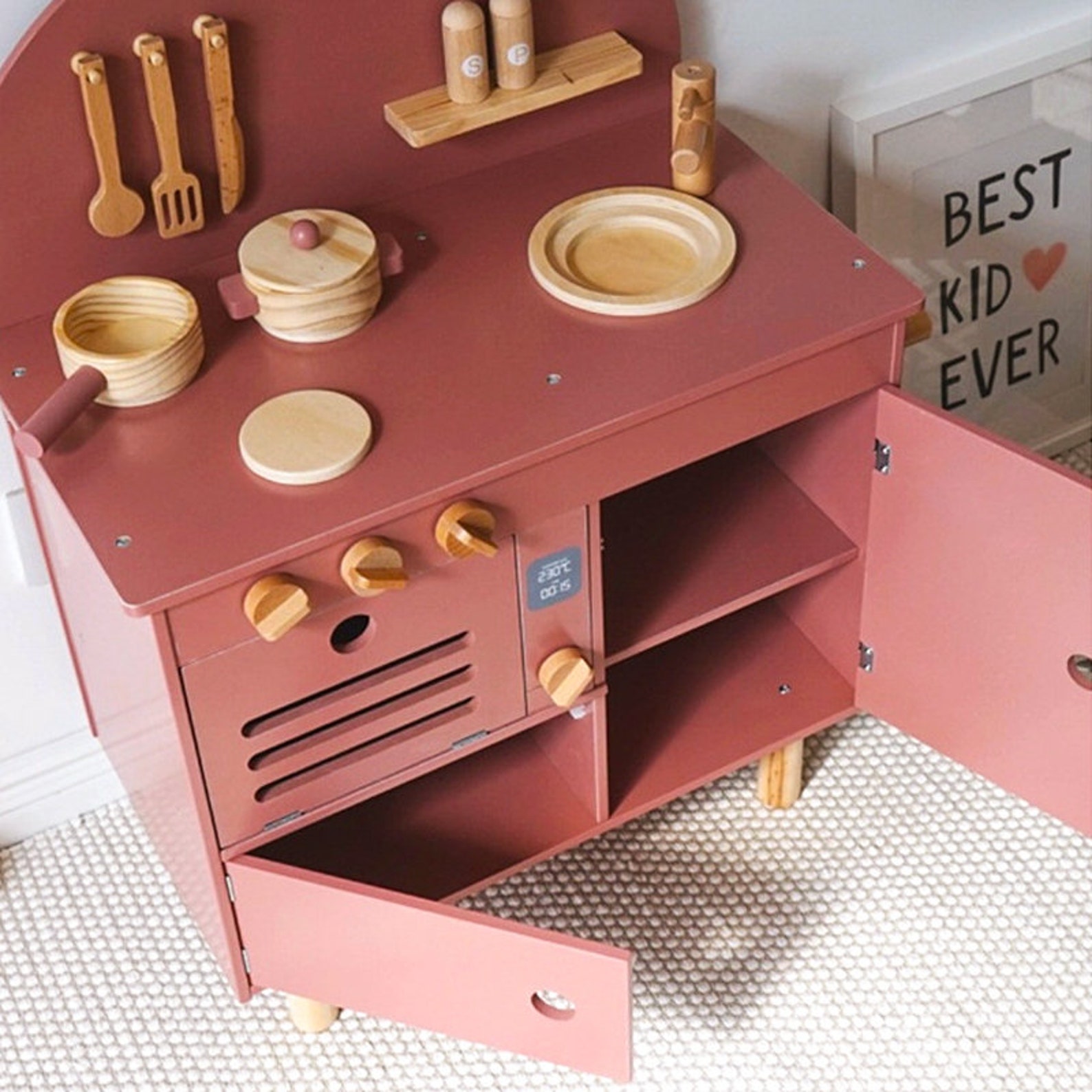 Wooden Kitchen Playset for Toddlers Pretend Play Kitchen Set Etsy