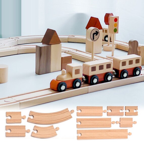 Wooden Train Track Pack Engine Tank Railway Accessories Compatible Major Bran EB 