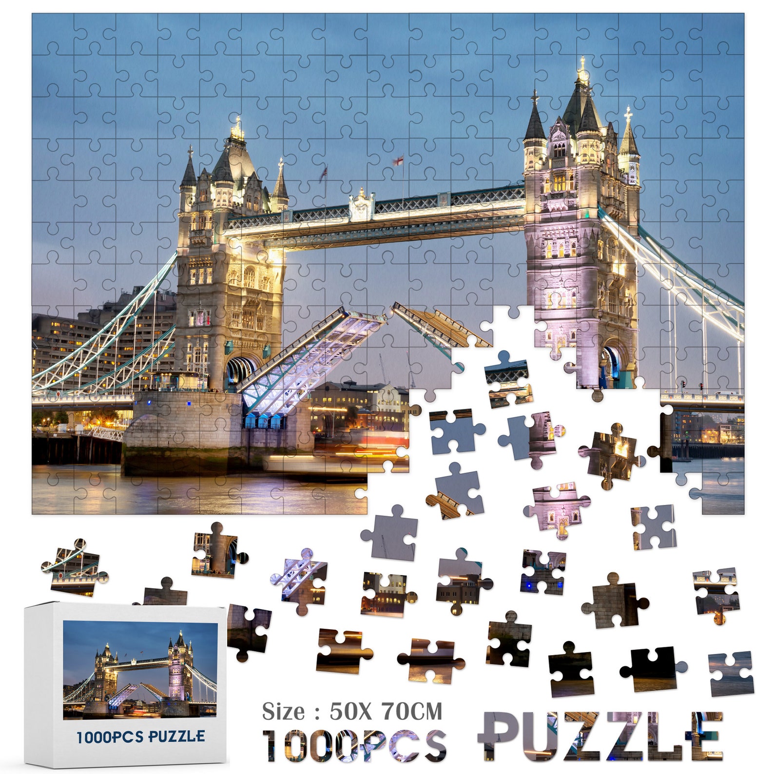 Night view of London Bridge Jigsaw Puzzle For 1000 Piece Etsy