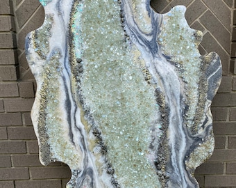 Platinum Crystal Geode Art