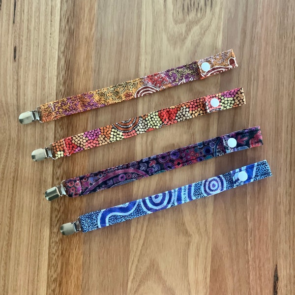 Indigenous fabric dummy clip holder | pacifier holder