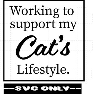 猫のライフスタイルをサポートするために働く SVG デジタルダウンロード